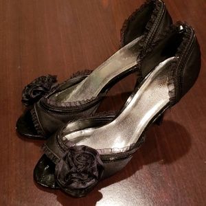 BOGO  sale! Black heel with lace/ flower